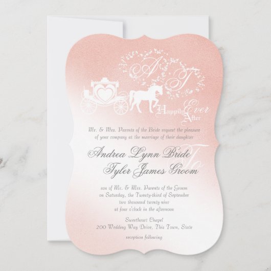 Invitation Mariage de livre d'histoire enchanté rose pâle (Devant)