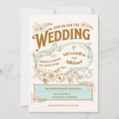 Invitation Mariage de livres vintage (Devant)