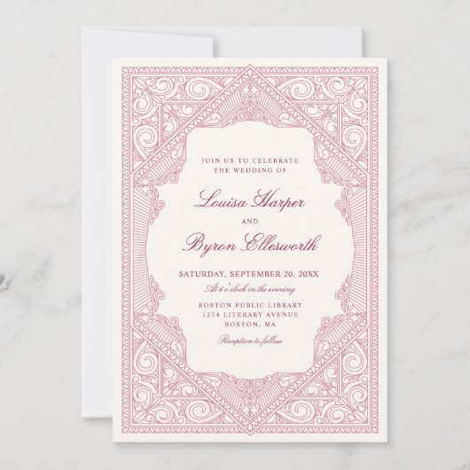 Invitation Mariage de livres vintage (Devant)