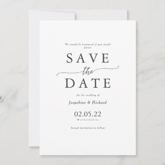 Invitation Mariage de l'modèle Rustic Text Enregistrer la dat (Devant)