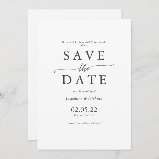 Invitation Mariage de l'modèle Rustic Text Enregistrer la dat (Devant / Derrière)