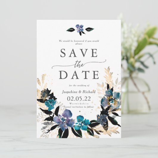 Invitation Mariage de l'modèle Rustic Text Enregistrer la dat (Debout devant)