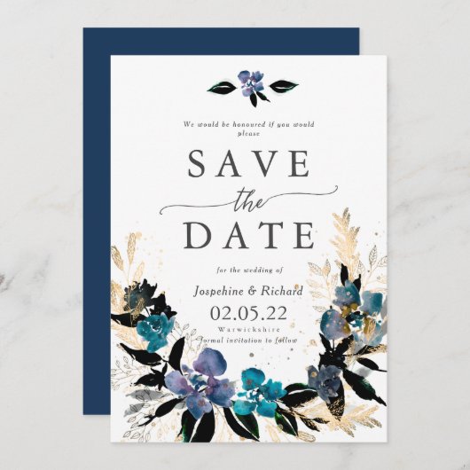 Invitation Mariage de l'modèle Rustic Text Enregistrer la dat (Devant / Derrière)