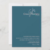 Invitation Mariage de logo Monogramme bleu rose (Devant)