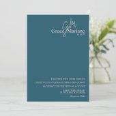 Invitation Mariage de logo Monogramme bleu rose (Debout devant)