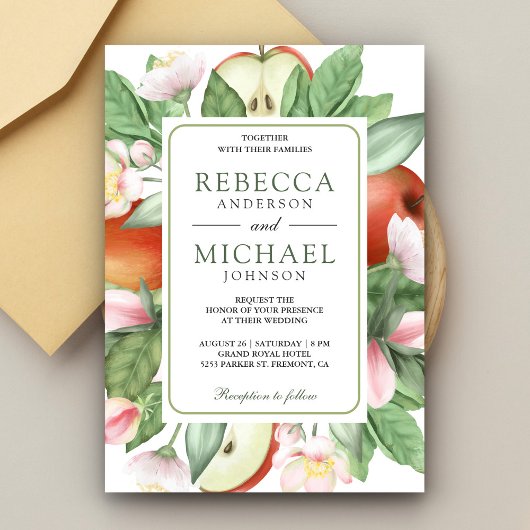 Invitation Mariage de l'Orchard Botanique Floral Red Apple