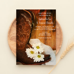 Invitation Mariage de l'Ouest des marguerites blanches et des