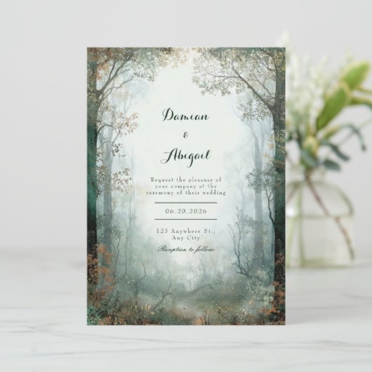 Invitation Mariage de luciole de forêt enchantée (Debout devant)