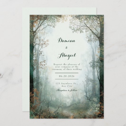 Invitation Mariage de luciole de forêt enchantée (Devant / Derrière)