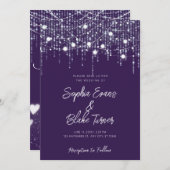 Invitation Mariage de lumière de pendage moderne foncé violet (Devant / Derrière)