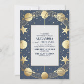 Invitation Mariage de lune Crescent or de la Marine céleste (Devant)