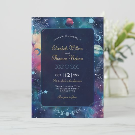 Invitation mariage de lune de minuit céleste (Debout devant)