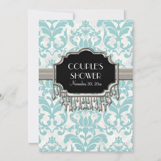 Invitation Mariage de lunette argenté vieilli en Damas (Devant)