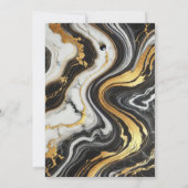 Invitation Mariage de lunette en marbre blanc noir d'or liqui (Dos)