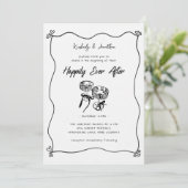 Invitation Mariage de lunettes de champagne à main lunaire (Debout devant)