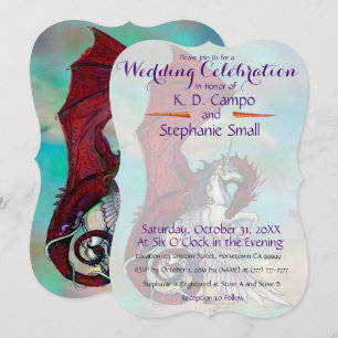 Invitation Mariage de l'Unicorne Dragon Rouge