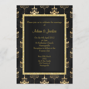 Invitation Mariage de lustre en or noir toute occasion