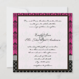 Invitation Mariage de lustre rose et noir Invite