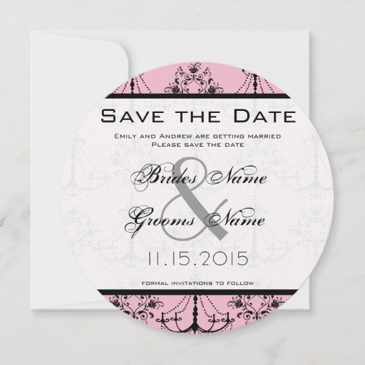 Invitation Mariage de lustre rose pâle Enregistrer la date (Devant)