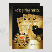 Invitation Mariage de luxe à Las Vegas | or noir (Devant / Derrière)