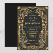 Invitation Mariage de luxe Art Déco dans un speakeasy (Devant / Derrière)