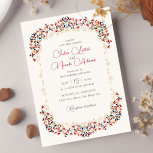 Invitation Mariage de Luxe Artistique Botanique Floral Paisle