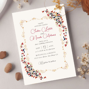 Invitation Mariage de Luxe Artistique Botanique Floral Paisle