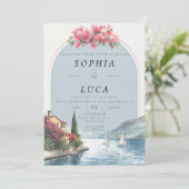 Invitation Mariage de luxe au lac de Côme avec code QR (Debout devant)