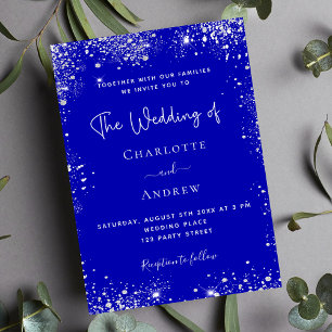 Invitation Mariage de luxe avec paillettes argentées et QR RS