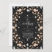 Invitation Mariage de luxe Black Floral Diamonds (Devant)