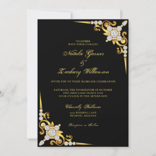 Invitation Mariage de luxe Black Gold