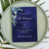 Invitation Mariage de luxe bleu marine