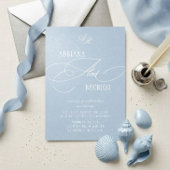 Invitation Mariage de Luxe Bleu Pastel Monogramme