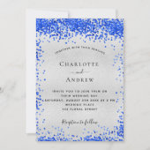Invitation Mariage de luxe bleu roi argent (Devant)