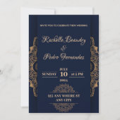 Invitation Mariage de luxe Blue Gold (Devant)