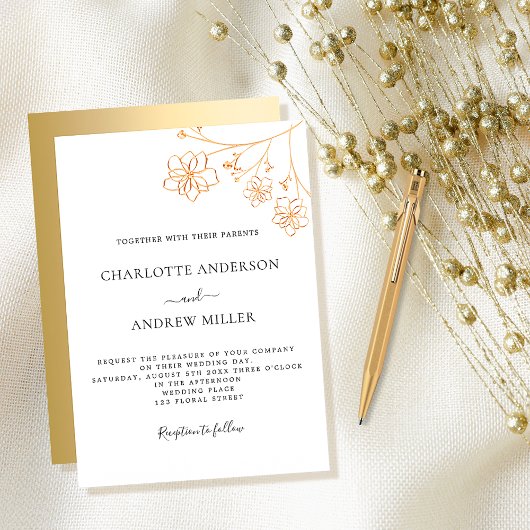 Invitation Mariage de luxe botanique élégant et floral blanc