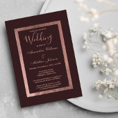 Invitation Mariage de luxe chic rose or bordeaux