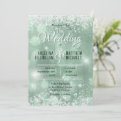 Invitation Mariage de luxe de la Parties scintillant Aqua (Debout devant)