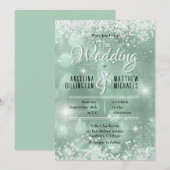 Invitation Mariage de luxe de la Parties scintillant Aqua (Devant / Derrière)