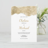 Invitation Mariage de luxe de parties scintillant en or blanc (Debout devant)