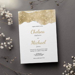 Invitation Mariage de luxe de parties scintillant en or blanc