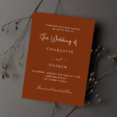 Invitation Mariage de luxe de script de rouille orange brûlé
