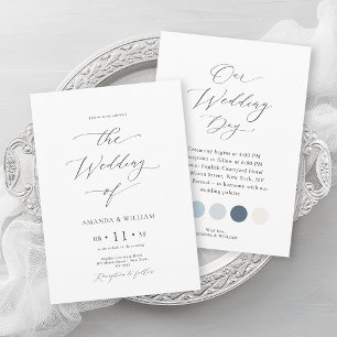 Invitation Mariage de luxe Dusty Blue avec des couleurs vives