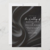 Invitation mariage de luxe en satin noir (Devant)