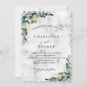 Invitation Mariage de luxe Eucalyptus en marbre vert
