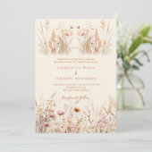 Invitation mariage de luxe fleur sauvage crème boho (Debout devant)