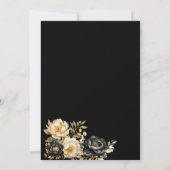 Invitation Mariage de luxe fleuri ivoire noir de pivoine or (Dos)