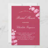 Invitation Mariage de luxe magenta blanc eucalyptus (Devant)