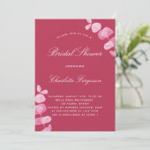 Invitation Mariage de luxe magenta blanc eucalyptus (Debout devant)