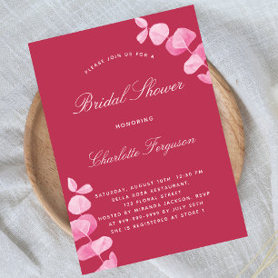 Invitation Mariage de luxe magenta blanc eucalyptus